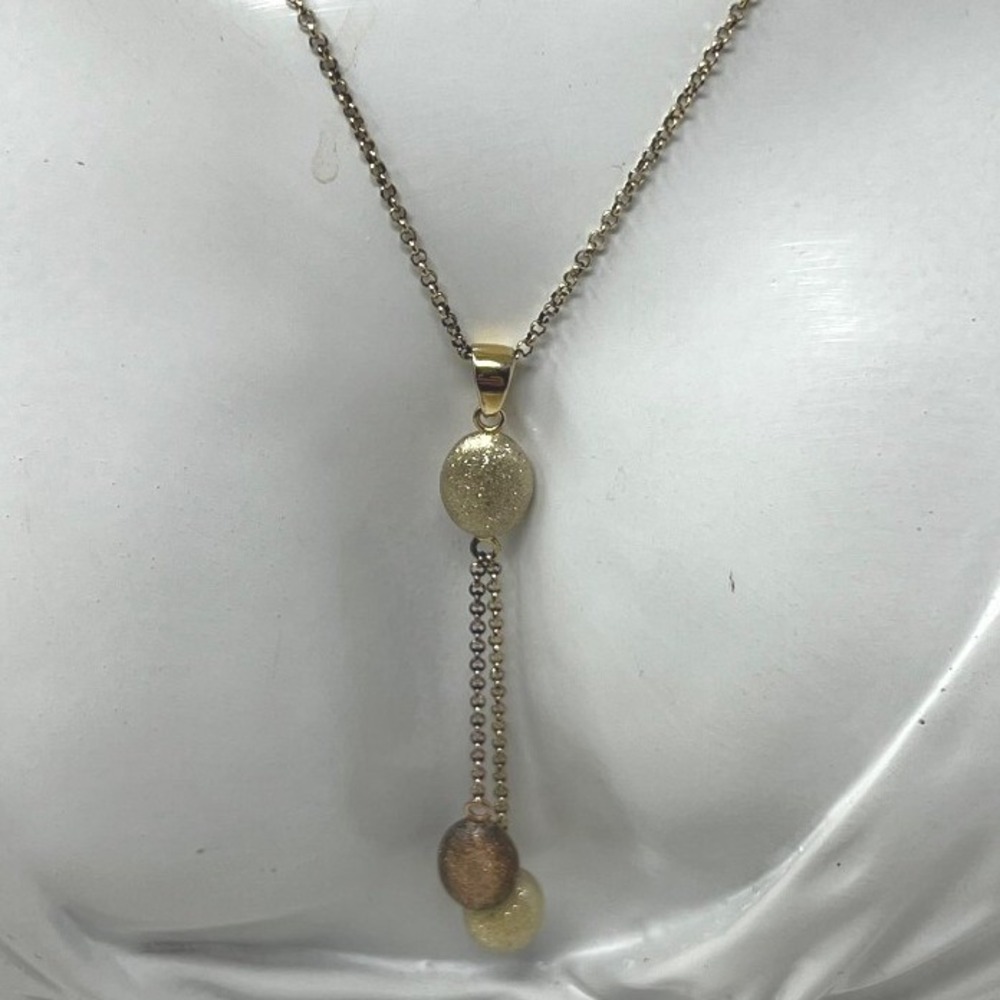 Charles Garnier Lariat Necklace Sterling Silver Pink and Gold Overlay Beads